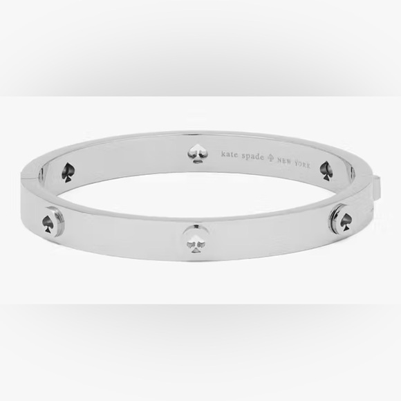 kate spade Jewelry - Kate Spade Spot The Spade Studded Hinged Bangle Silver NWT